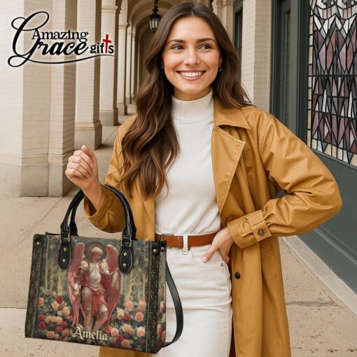 Archangel's Triumph Halo Of Roses Christ Jesus  - Leather Handbag M - Image 6