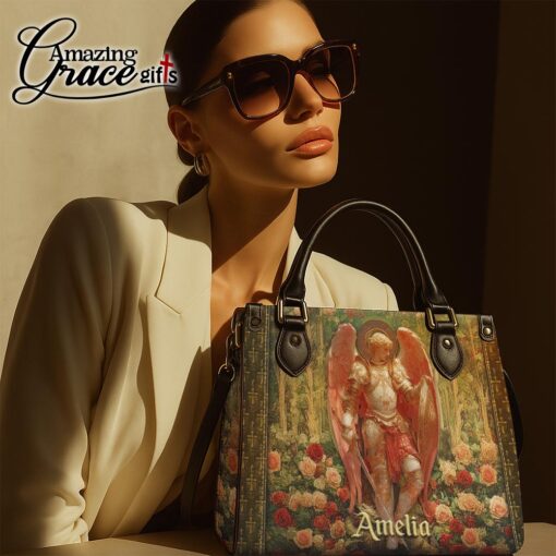 Archangel's Triumph Halo Of Roses Christ Jesus  - Leather Handbag M - Image 7