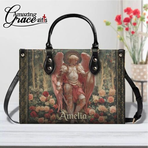Archangel's Triumph Halo Of Roses Christ Jesus  - Leather Handbag M - Image 9