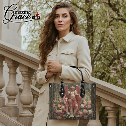 Archangel's Triumph Halo Of Roses Christ Jesus  - Leather Handbag M - Image 3