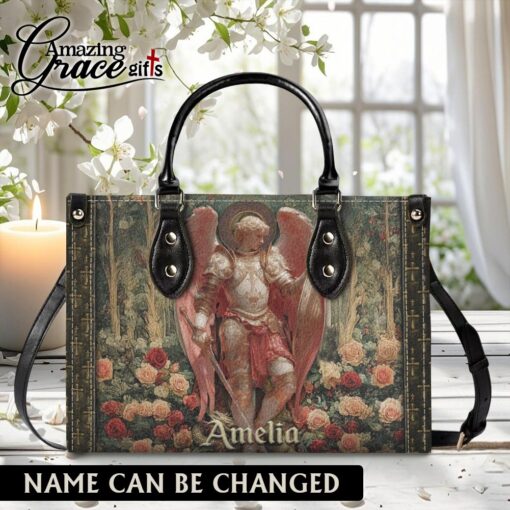 Archangel's Triumph Halo Of Roses Christ Jesus  - Leather Handbag M