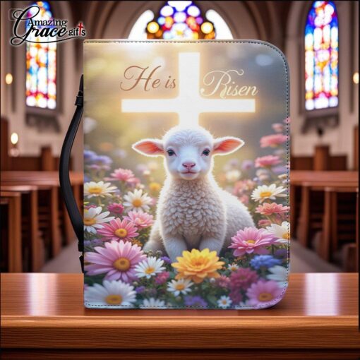 Sheep Cross He Is Risen Jesus Christ - Bible Cover XL - Image 2