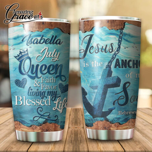 Ocean Jesus Is The Anchor Of My Soul  - Stainless Steel Tumbler 20oz - Image 5