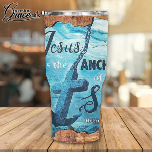 Ocean Jesus Is The Anchor Of My Soul  - Stainless Steel Tumbler 30oz - Image 2