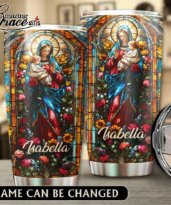 Grained Glass Virgin Mary Jesus Christ's Mother - Stainless Steel Tumbler 20oz