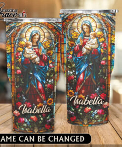 Grained Glass Virgin Mary Jesus Christ's Mother - Stainless Steel Tumbler 30oz