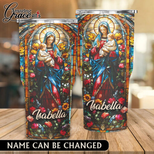 Grained Glass Virgin Mary Jesus Christ's Mother - Stainless Steel Tumbler 30oz