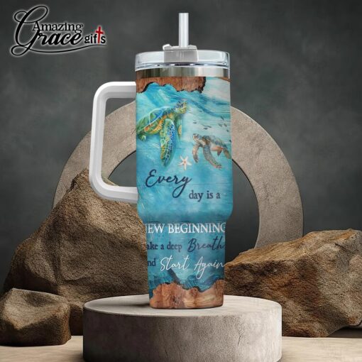 Sea Turtle Ocean Every Day Is A New Beginning - Stainless Steel Tumbler 40oz - Image 3