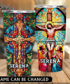 Grained Glass Jesus Christ Cross  - Stainless Steel Tumbler 30oz