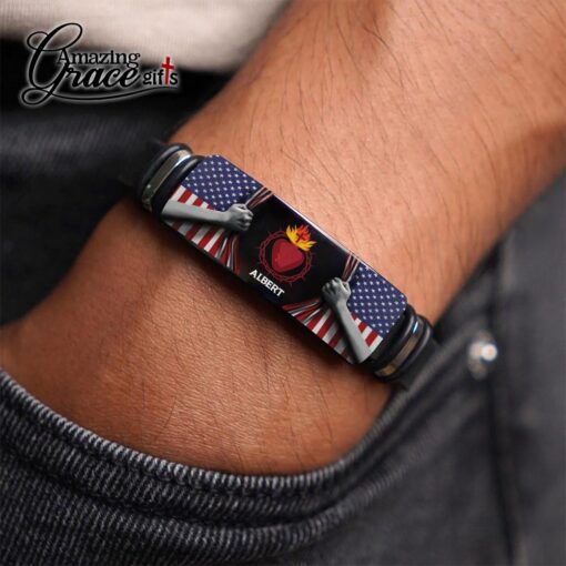 American Flag Sacred Heart Patriotic Christian - Bracelet - Image 4