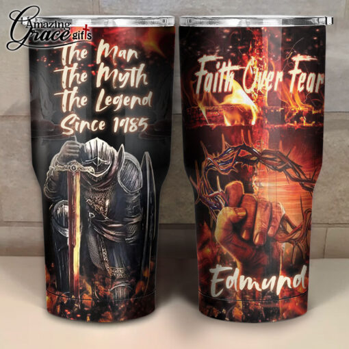 Faith Over Fear The Man The Myth The Legend - Stainless Steel Tumbler 30oz - Image 3