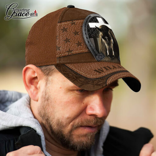 Horse American Flag Faith Christian - Classic Cap - Image 4