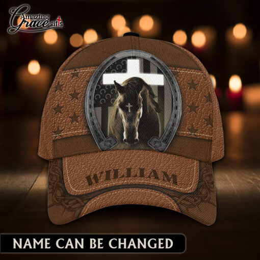 Horse American Flag Faith Christian - Classic Cap
