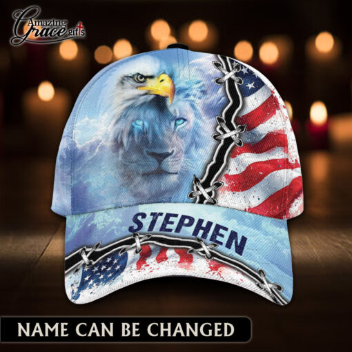 Lion Eagle American Flag Patriotic Christian - Classic Cap