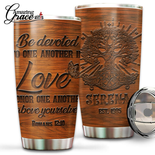 Faith Tree Be Devoted To One Another In Love - Stainless Steel Tumbler 20oz - Image 2
