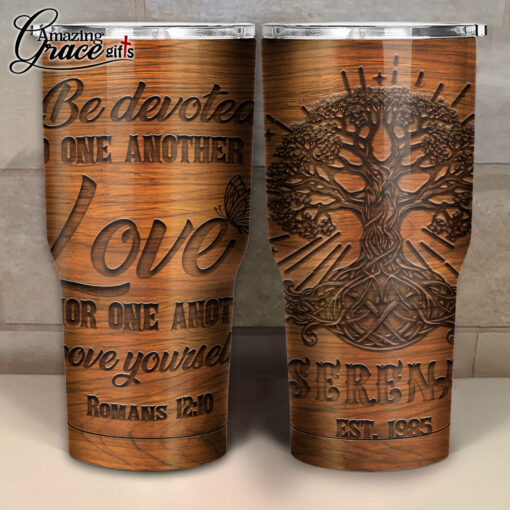 Faith Tree Be Devoted To One Another In Love - Stainless Steel Tumbler 30oz - Image 3