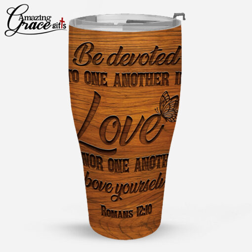 Faith Tree Be Devoted To One Another In Love - Stainless Steel Tumbler 30oz - Image 4