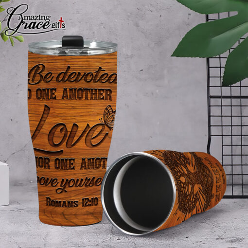 Faith Tree Be Devoted To One Another In Love - Stainless Steel Tumbler 30oz - Image 5