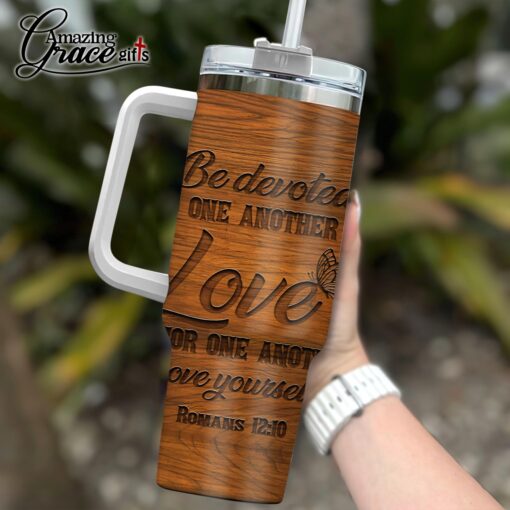 Faith Tree Be Devoted To One Another In Love - Stainless Steel Tumbler 40oz - Image 4
