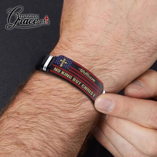 Jesus Cross American Flag No King But Christ - Bracelet - Image 2