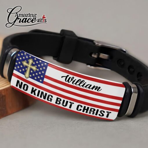 Jesus Cross American Flag No King But Christ - Bracelet - Image 3