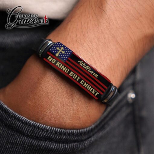 Jesus Cross American Flag No King But Christ - Bracelet - Image 4