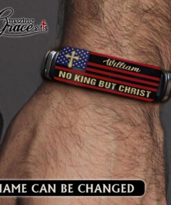 Jesus Cross American Flag No King But Christ - Bracelet