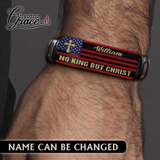 Jesus Cross American Flag No King But Christ - Bracelet