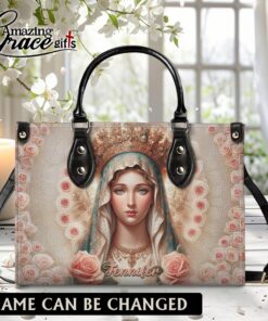 Rose Flower Virgin Mary Grace Jesus Christ's Mother - Leather Handbag L