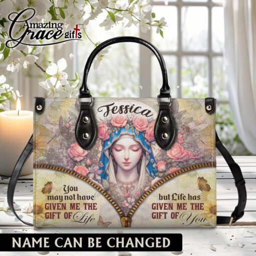 Virgin Mary Life Has Given Me The Gift Of You - Leather Handbag XL