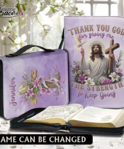 Thank You God For Giving Me The Strength To Keep Going | Personalized Bible Cover Size M
