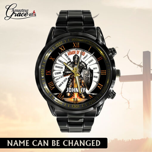 Armor Of God Man Of Faith - Black Stainless Steel Watch - AGG2687
