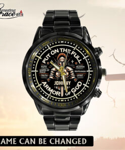 Put On The Full Armor Of God - Black Stainless Steel Watch - AGG2691