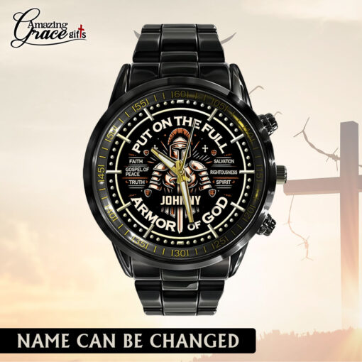 Put On The Full Armor Of God - Black Stainless Steel Watch - AGG2691