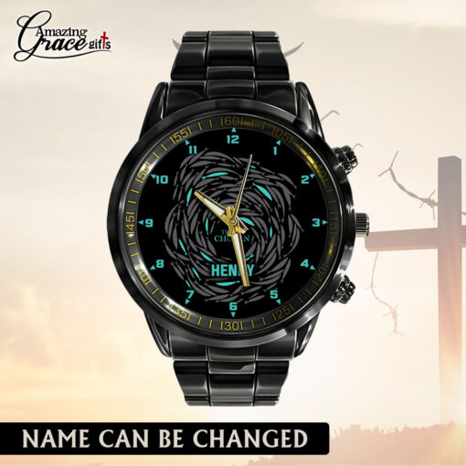 The Chosen Jesus Fish - Black Stainless Steel Watch - AGG2692