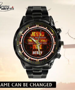 Jesus Fill Me With The Holy Spirit - Black Stainless Steel Watch - AGG2700