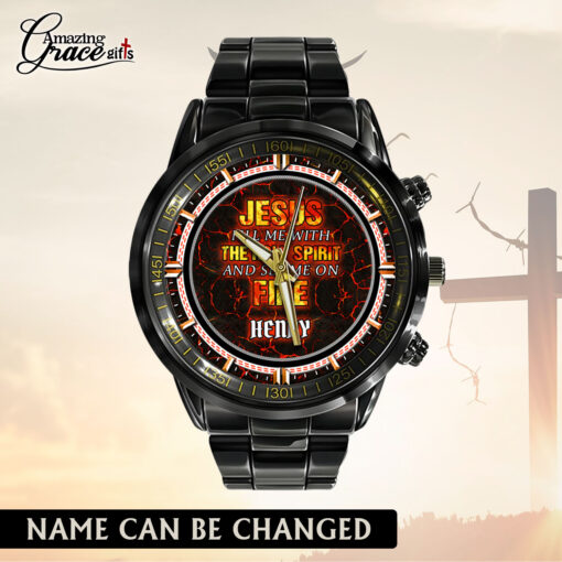 Jesus Fill Me With The Holy Spirit - Black Stainless Steel Watch - AGG2700