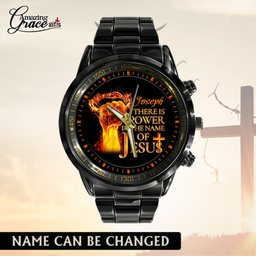 There Is Power In The Name Of Jesus - Black Stainless Steel Watch - AGG2702