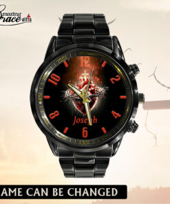 Sacred Heart Of Jesus - Black Stainless Steel Watch - AGG2703