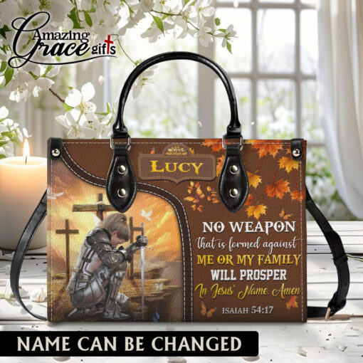 No Weapon That Is Formed Against Me Or My Family | Personalized Leather Handbag