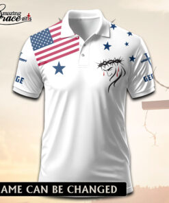 Jesus American Flag Patriotic Christian - Polo Shirt