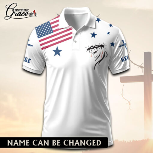 Jesus American Flag Patriotic Christian - Polo Shirt