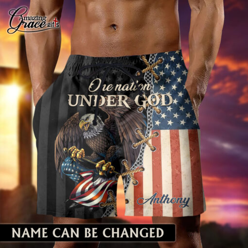American Flag One Nation Under God Patriotic Christian - Men's Shorts - AGG2727