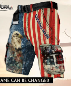 American Flag Eagle Cross Patriotic Christian - Cargo Shorts (Belt Not Included) - AGG2733