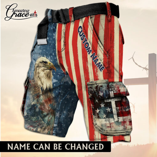 American Flag Eagle Cross Patriotic Christian - Cargo Shorts (Belt Not Included) - AGG2733