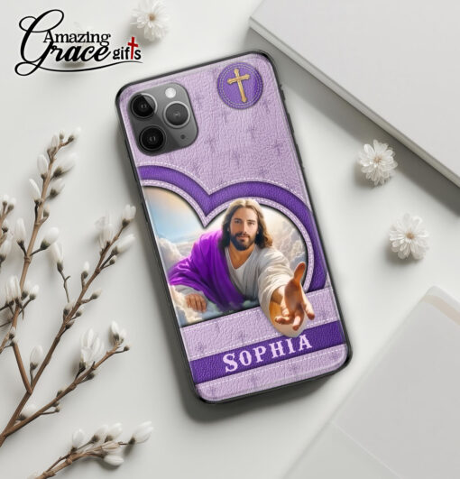 Jesus Christ God Is My Savior - Glass Phone Case - Image 2