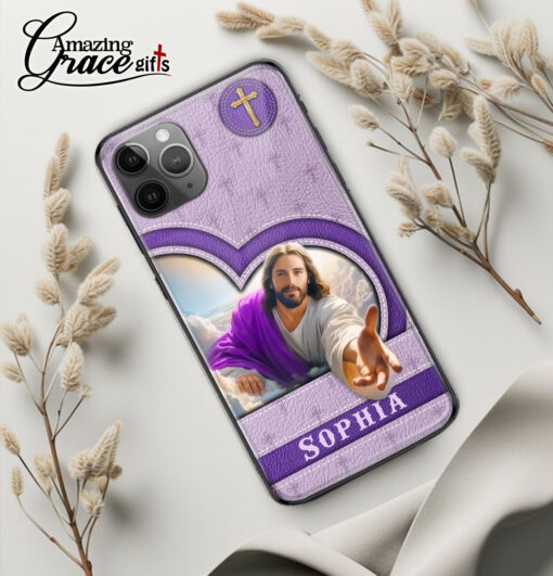 Jesus Christ God Is My Savior - Glass Phone Case - Image 3