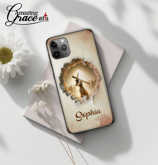 Jesus Christ Carrying Cross - Soft Phone Case - Image 2