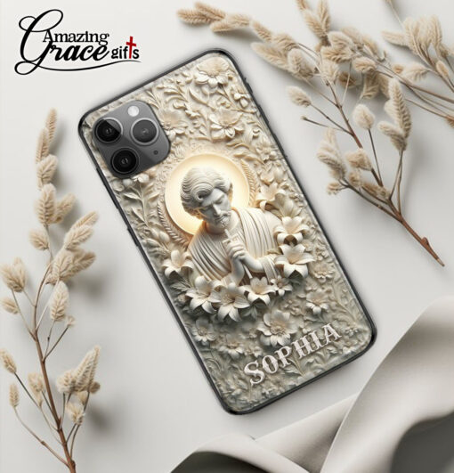 Lily Flower Praying Jesus Christ - Glass Phone Case - Image 3