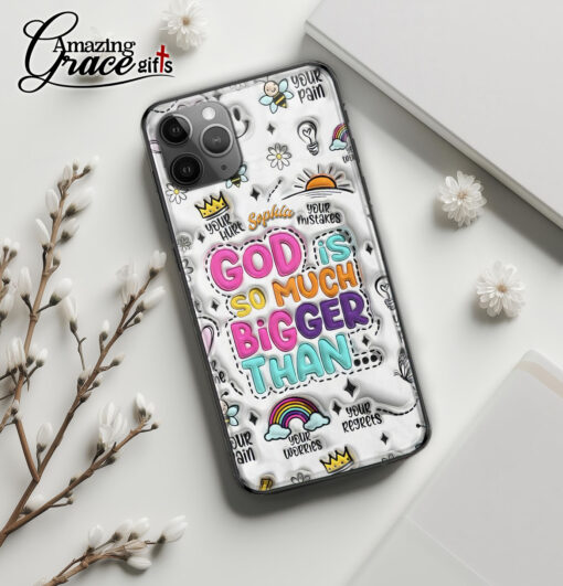 God Is So Much Bigger Than Your Pain Your Regrets - Glass Phone Case - Image 2
